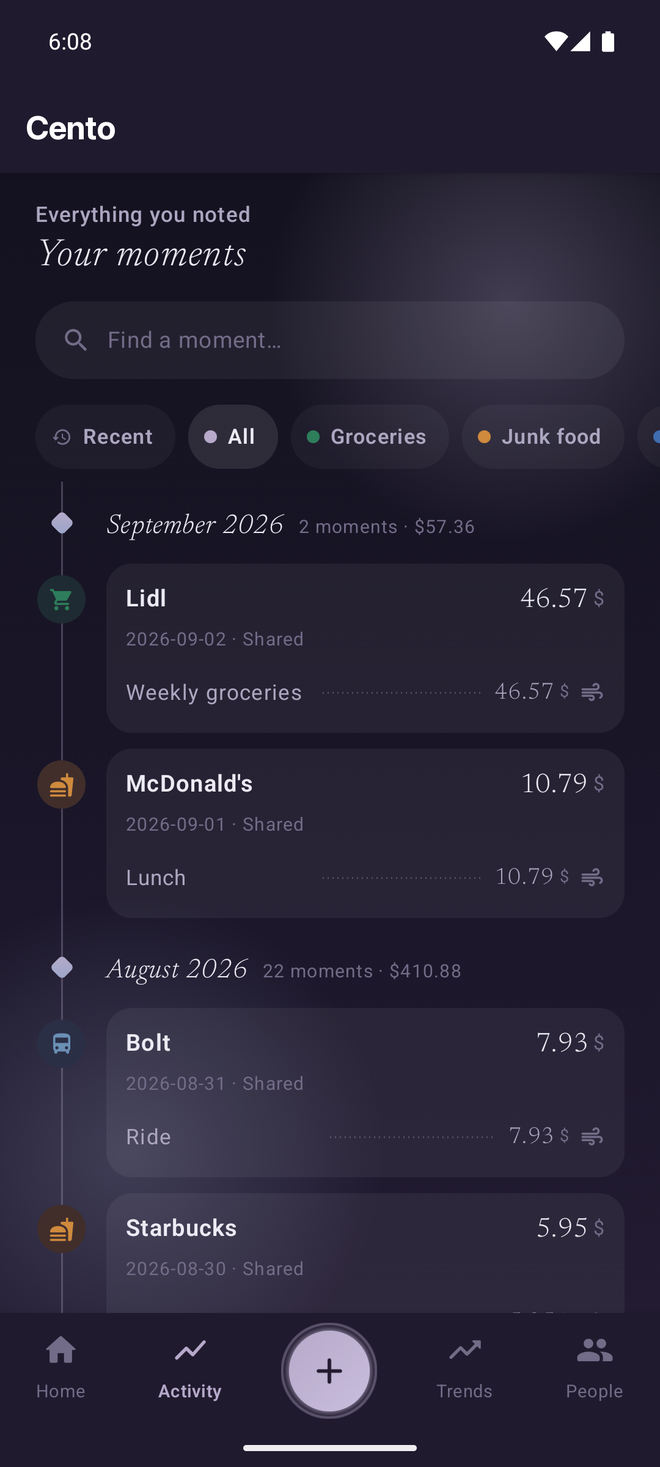 Moments feed